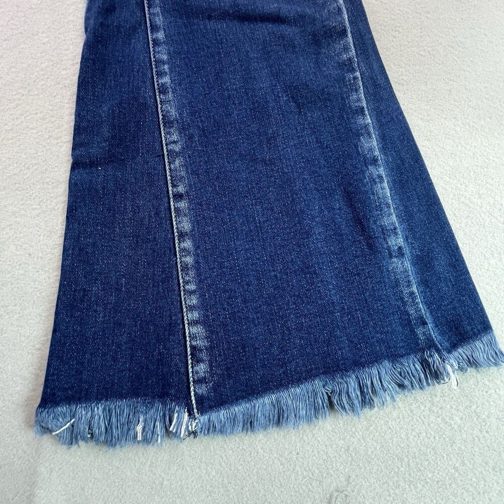KanCan Kurvy Mid Rise Super Flare Jeans Women 28 Blue Denim Raw Hem Boho Hippie - Picture 2 of 14